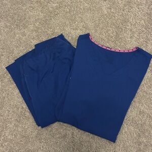 Heart Soul royal blue scrub set